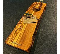 What the Art!® Olive Wood «Lungo» L | Tagliere in legno d'ulivo + ciotolina per salse + regalo | ca. 42 x 12-14 x 2 cm