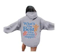 What The Best That Could Happen Felpe con cappuccio da donna Carino Casual con cappuccio Pullover Felpe con cappuccio Felpe con grafica estetica Workou Università Trendy Gothic Loose Fit Anime, Grigio