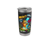 What The Meow Funny Cat UFO Abduction Sci-Fi Alien Bicchiere termico in acciaio inox doppia parete