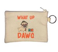 What Up Dawg - Portamonete a forma di carlino, colore: beige