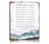Whatever Is True Right Pure Philippians 4:8 Black Metal Sign 12x8 Inch