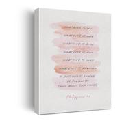 Whatever is True Whatever is Noble Philippians 4:8 Bible Verse Canvas Print Christian Wall Art for Home Office Decor(Framed,16x24inch(40x60cm))