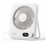 WHATOOK Mini Ventilatore da Tavolo USB: 100 Velocità e Batteria da 5000 mAh, Piccolo Ventilatore Silenzioso Portatile Pieghevole con Ricarica Rapida, 24 Ore Autonomia per viaggi e all'aperto(Bianco)