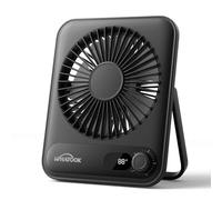 WHATOOK Mini Ventilatore da Tavolo USB: 100 Velocità e Batteria da 5000 mAh, Piccolo Ventilatore Silenzioso Portatile Pieghevole con Ricarica Rapida, 24 Ore Autonomia per viaggi e all'aperto(Nero)