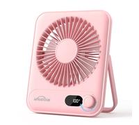 WHATOOK Mini Ventilatore da Tavolo USB: 100 Velocità e Batteria da 5000 mAh, Piccolo Ventilatore Silenzioso Portatile Pieghevole con Ricarica Rapida, 24 Ore Autonomia per viaggi e all'aperto(Rose)