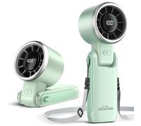 WHATOOK Mini Ventilatore Portatile Pieghevole, 4000 mAh, 5 Velocità Ciano