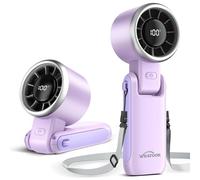 WHATOOK Mini Ventilatore Portatile Pieghevole, 4000 mAh, 5 Velocità Viola