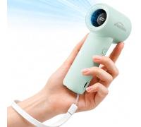 WHATOOK Mini ventilatore portatile, Ventilatore Turbo Portatile, Personale Ricaricabile USB ventilatore a batteria, Piccolo Ventilatore Tascabile a Batteria con 5 velocità (Cyan-1)