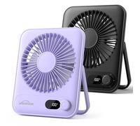WHATOOK Set di 2 Mini ventilatore da tavolo silenzioso:100 velocità e batteria da 2000 mAh, piccolo ricaricabile ventilatore USB con display a LED, ventilatore portatile pieghevole per ufficio, casa