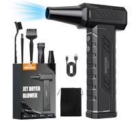 WHATOOK Soffiatore Polvere Aria Compressa Potente Elettrico, 4 Velocità 250000RPM Mini Turbo Jet Fan con Batteria da 8000 mAh e Luce LED, Soffiatore Air Duster Compressa Spray per PC, Tastiera, Auto