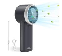 WHATOOK Ventilatore Turbo Portatile Potente: 13500 RPM Raffreddamento Istantaneo, USB Ricarica Rapida 2H, Mini Ventola a Mano Personale con 5 Velocità, Display HD per Viaggi/Sport/Spiaggia (Nero)