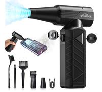WHATOOK W02 Aria Compressa Elettrico: 100 Velocità 250000 Giri/Min Mini Soffiatore Turbo con Motore Brushless, Rimuovi Polvere Portatile per PC, Tastiera, Auto, Computer, Casa, Campeggio, Officina