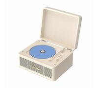 WhatPlus Lettore CD portatile con Bluetooth 5.2, batteria ricaricabile e altoparlanti integrati, design Hi-Fi retrò valigia per arredamento, supporto scheda AUX/TF, regalo ideale (bianco vintage)