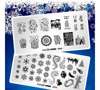 Whats Up Nails - Christmas New Year Winter Nail Stamping Plates (A022, B065) for Nail Art Design
