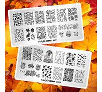 Whats Up Nails - Fall Stamping Plates 2 pack (B053, B071) for Autumn Thanksgiving Day Nail Art Design