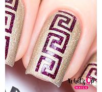 Whats Up Nails - Greek Nail Vinyl Stencils for Nail Art Design (1 Sheet, 20 Stencils)