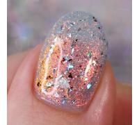 Whats Up Nails - I Yam Too Much Nail Polish Light Blue with Orange Iridescent Shimmer Holographic and Black Glitter Lacquer Varnish Made in USA 21 free Cruelty Free Vegan Clean