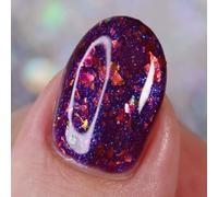 Whats Up Nails - Leaf Me Out of It Nail Polish Dark Mauve with Orange to Green Iridescent Flakies Blue Shimmer Lacquer Varnish Made in USA 21 free Cruelty Free Vegan Clean