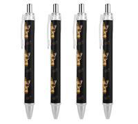 What's Up - Penna a sfera con motivo giraffa, con stampa divertente, retrattile, fusto rotondo, punta fine, 0,5 mm, 4 pezzi, come da immagine 2