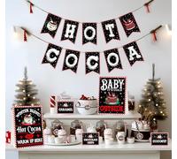 WhatSign Hot Cocoa Bar Kit Hot Cocoa Bar Decor Banner Cioccolata calda Bar Segni Toppings Etichette Coppa Etichette Adesivi Hot Cocoa Bar Baby Its Cold Outside Baby Shower Winter Wonderland