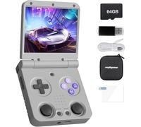 Whatsko Miyoo-Flip Console di Gioco Portatile,MiyooFlip V2 Console Portatile Retrò 3,5 Pollici IPS Sistema Linux 64G TF Card 4000+ Giochi 3000mAh,Supporto HD TV Output 2.4/5G WiFi Bluetooth 4.2 (Nero)