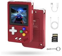 Whatsko RG Nano Mini Retro Handheld Game Console, CNC in lega di alluminio, lettore musicale con altoparlante Hi-Fi, schermo IPS da 1,54", scheda TF 64G (Rosso)