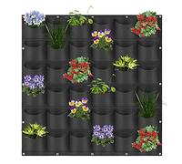 WHATWEARS Fioriera sospesa, 36 tasche, da appendere, verticale, da parete, per coltivare piante e piante (1 m x 1 m, nero)