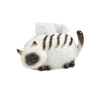 Whbbbj Simpatica scatola per fazzoletti a forma di gatto che dorme, porta fazzoletti con gatto siamese, pratica scatola per fazzoletti, decorazione per casa e ufficio (bianco)