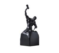 Whbbbj Statua fitness in resina, scultura di figura autointagliata, statua di uomo fitness, artigianato del corpo umano, statuette di uomini creativi minimalisti, statua moderna autointagliata(Black)