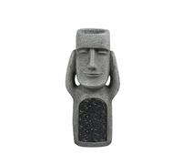 Whbbbj Vaso con statua a forma di testa dell'Isola di Pasqua, vaso con statua Moai da esterno, vaso decorativo in resina con luce solare, for cortili, giardini e terrazze.(C)