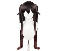 WHBHD 2021 Game Genshin Impact Hutao Anime Cosplay Hair Resistente al Calore Parrucche Sintetiche Halloween 11 0cm. Lunghi Due treccine