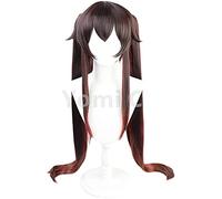 WHBHD 2021 Game Genshin Impact Hutao Parrucca Anime Cosplay Capelli Parrucca Halloween cap Capelli Lunghi Doppia Ponytail Brown