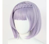 WHBHD 2022 Anime Gioco Parrucca Cosplay for Genshin Impact Noelle, Donne Viola Breve Bob Capelli Modellazione Party Dress Up Parrucca, Capelli Sintetici Resistenti al Calore + Tappo della Parrucca