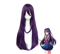 WHBHD 2022 DDLC DOKI DOKI Letteratura Club Yuri Donne Purple Parrucca Lunga Cosplay Costume Cosplay Resistente al Calore Capelli Sintetici Party Party Gioca Parrucche