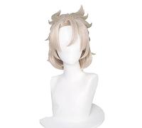 WHBHD 2022 Genshin Impact Albedo Cosplay Cosplay 35 cm Breve Lino Parrucca di Ruolo Gioca a Anime Cosplay Parrucche Intestia Resistenti al Calore Parrucche Sintetiche Resistenti al Calore Halloween