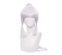 WHBHD 2022 Genshin Impact Kamisato Ayaka Cosplay Halloween Long Dritto Straight Ponytail Bangs Templi Templi Sintetici Ruolo dei Capelli Gioca Cosplay Parrucca Anime