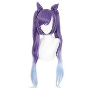 WHBHD 2022 Genshin Impact Keqing Mixed Purple Ponytails Parrucca Lungo Resistente al Calore Capelli Sintetici Halloween Party Cosplay Gioca di Ruolo