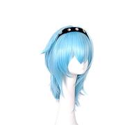 WHBHD 2022 Gioco Genshin Ruolo di Impatto EULA Cosplay Parrucca Donne 55 cm Blu Resistente al Calore Resistente ai Capelli Sintetici Halloween Play Play Party Cos Props