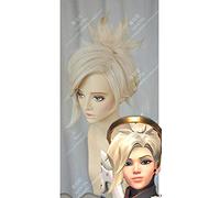 WHBHD 2022 Gioco OW. Angela Mercy Breve Bionda Bionda Bionda Ponytail Resistente al Calore Cosplay Costume Parrucca Cosplay
