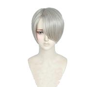 WHBHD 2022 Yuri !!!su Ice Nikiforov Victor Victor Short Beige Grigio Grigio Resistente al Calore Cosplay Costume Parrucca