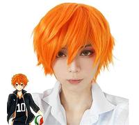WHBHD 20cm Anime Haikyuu Karasuno High School Volleyball Club Club Parrucche Cosplay Shoyo Hinata Playing Arancione Colore Hair Halloween 1: 1 Parrucche