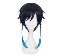 WHBHD 35cm Gioco Genshin Impact Project Cosplay Barbatos Parrucca Ruolo Gioco dei Parrucche Halloween Cosplay Polvere Breve Blue Gradient