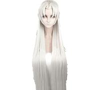 WHBHD 39in 100 cm Long Inuyasha Sesshomaru Parrucca con Orecchie Resistenti al Calore Cosplay Argenteo Capelli Sintetici peruca + Tappo della Parrucca