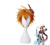WHBHD Anime Genshin Impact Tartaglia Parrucca Cosplay 30 cm Breve Natale Brown Cosplay Resistente al Calore Resistente al Calore Capelli Halloween Halloween