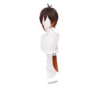 WHBHD Anime Genshin Impact Zhongli Cosplay Parrucca 90cm Lungo Dritto Ponytail Gradiente Brown Capelli Resistenti al Calore + Cappuccio Parrucca