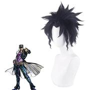 WHBHD Anime. JoJo. Bizarre Adventure Jotaro Kujo Parrucca Cosplay Black Dark Dark Blue Blue Play Play Wig Halloween Capelli Sintetici Resistenti al Calore