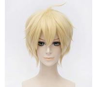 WHBHD Anime Seraph of The End Mikaela Hyakuya Parrucca Cosplay Costume Uomini e Donne Capelli Gialli Capelli di Halloween Parrucche di Halloween Parrucche