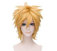 WHBHD Anime Uzumaki Cosplay Breve Parrucca Gialla a Strati a Strati Resistenti al Calore Capelli + Parrucca cap + Fascia Halloween Party Play Pop Prop