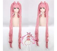 WHBHD Anime Wig Sailor Moon Chibiusa Cosplay Wig Rosa Ricci Naturale Capelli umani Parrucca + Tappo della Parrucca