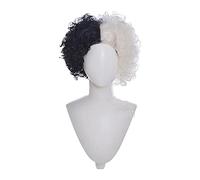 WHBHD Cruella de Vil Kuila Parrucca Cosplay Bianco e Nero Halloween Party Masquerade Props Breve Capelli Sintetici Resistenti al Calore